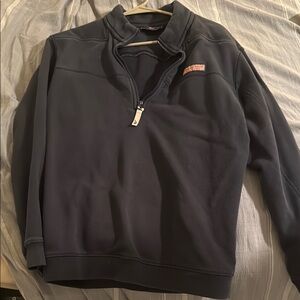 Navy Zip Up Vineyard Vines Sweater with Quarter Zip and Stand Up Collar
